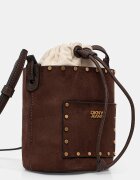 DKNY чанта с дълга дръжка дамска от имитация на велур PAYTON кафява R62JMR48