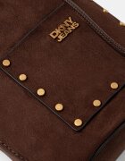 DKNY чанта с дълга дръжка дамска от имитация на велур PAYTON кафява R62JMR48