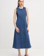 DKNY лятна рокля денимена синя с износен ефект DJ6D9187