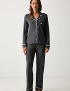 DKNY пижама от две части дамска от вискоза сива YI90092