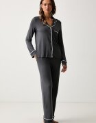 DKNY пижама от две части дамска от вискоза сива YI90092