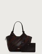 DKNY шопинг чанта дамска от имитация на велур кафява R63AME49