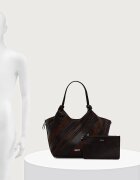 DKNY шопинг чанта дамска от имитация на велур кафява R63AME49