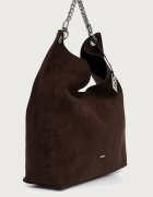 DKNY шопинг чанта дамска от имитация на велур кафява R63CMS38