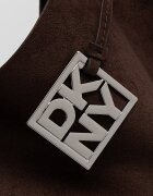 DKNY шопинг чанта дамска от имитация на велур кафява R63CMS38