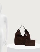 DKNY шопинг чанта дамска от имитация на велур кафява R63CMS38