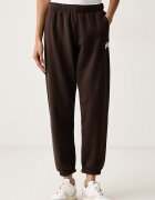 DKNY спортен панталон дамски с памук кафяв с висока талия DP6P3895