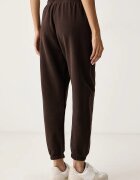 DKNY спортен панталон дамски с памук кафяв с висока талия DP6P3895