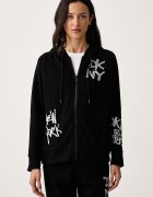 DKNY суичър с качулка дамски с памук черен DP6J9766