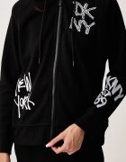 DKNY суичър с качулка дамски с памук черен DP6J9766