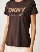 DKNY тениска дамска с памук кафява DJ6T1846