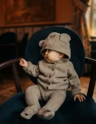 Donsje Бебешка жилетка от вълна Brittan Merino Wool Cardigan Bear
