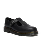 Dr Martens Кожени половинки обувки Polley в черно с равна подметка DM41408001