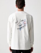 Drôle de Monsieur блуза с дълги ръкави мъжка от памук Esquisse Slogan бяла L-TS340-CO248