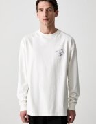 Drôle de Monsieur блуза с дълги ръкави мъжка от памук Esquisse Slogan бяла L-TS340-CO248