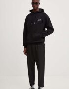 Drôle de Monsieur Памучен суичър Le Hoodie Slogan в черно с качулка с принт PERM-HO162-CO127-BL