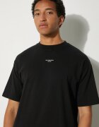 Drôle de Monsieur Памучна тениска Le T-Shirt Slogan Classique в черно с изчистен дизайн PERM-TS202-CO002-BL