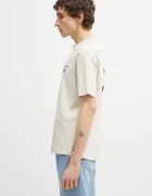 Drôle de Monsieur Памучна тениска Le T-Shirt Slogan в бежово с принт PERM.TS203.CO002