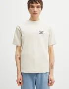 Drôle de Monsieur Памучна тениска Le T-Shirt Slogan в бежово с принт PERM.TS203.CO002