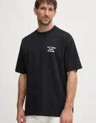 Drôle de Monsieur Памучна тениска Le T-Shirt Slogan в черно с принт PERM-TS203-CO002-BL