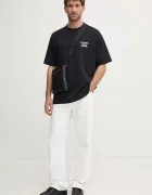 Drôle de Monsieur Памучна тениска Le T-Shirt Slogan в черно с принт PERM-TS203-CO002-BL