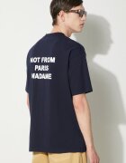 Drôle de Monsieur Памучна тениска Le T-Shirt Slogan в тъмносиньо с принт PERM-TS203-CO002-NY