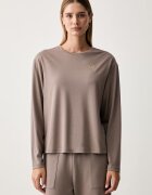 EA7 Emporio Armani блуза с дълги ръкави дамска с вискоза кафява AF13919.7W001652