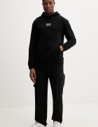 EA7 Emporio Armani Памучен суичър мъжки в черно с качулка с принт AF22266.7M001403