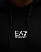 EA7 Emporio Armani Памучен суичър мъжки в черно с качулка с принт AF22266.7M001403