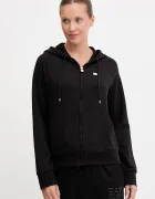 EA7 Emporio Armani суичър с цип и качулка дамски с памук черен AF13135.7W000458
