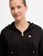 EA7 Emporio Armani суичър с цип и качулка дамски с памук черен AF13135.7W000458