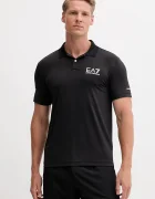 EA7 Emporio Armani Тениска с яка в черно с принт