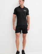 EA7 Emporio Armani Тениска с яка в черно с принт