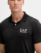 EA7 Emporio Armani Тениска с яка в черно с принт