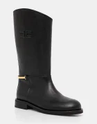 Elisabetta Franchi Детски кожени ботуши в черно F4A6-E0449