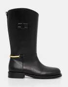 Elisabetta Franchi Детски кожени ботуши в черно F4A6-E0449