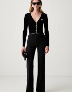 Elisabetta Franchi официален панталон дамски черен с висока талия PA19666E2