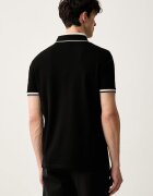 Emporio Armani тениска с яка мъжка от памук черна EM006625 AF12955