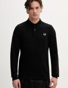 fred perry Памучна блуза с дълги ръкави в черно с изчистен дизайн M6006