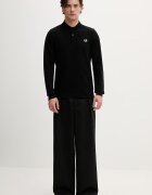 fred perry Памучна блуза с дълги ръкави в черно с изчистен дизайн M6006