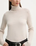 G-STAR Вълнен пуловер Core turtle slim knit в бежово от лека материя с поло D27713-B692