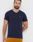 Gant Памучна тениска в тъмносиньо с изчистен дизайн