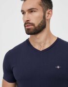 Gant Памучна тениска в тъмносиньо с изчистен дизайн