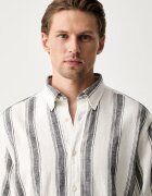 Gant риза мъжка с лен черна на райе 3260075