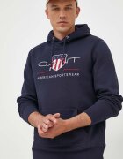 Gant Суичър в тъмносиньо с качулка с апликация