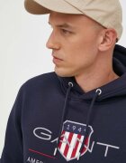 Gant Суичър в тъмносиньо с качулка с апликация