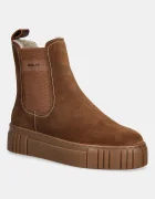 Gant Велурени боти челси Snowmont в кафяво с платформа с изолация 31553098
