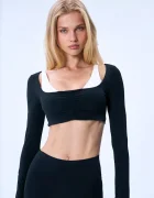 god save queens блуза с дълги ръкави дамска LONG SLEEVE TOP черна GSQ-144-332