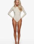 god save queens боди дамско LONG SLEEVE CREW-NECK BODYSUIT бежово GSQ-139-371