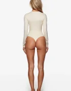 god save queens боди дамско LONG SLEEVE CREW-NECK BODYSUIT бежово GSQ-139-371